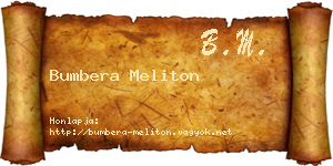 Bumbera Meliton névjegykártya